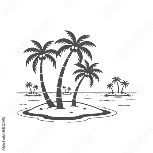 Tropical Island Landscape with Palm Trees