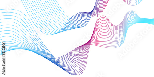 Abstract colorful wave element for design. Digital frequency track equalizer. Stylized line art background. Vector illustration. Wave with lines created using blend tool.