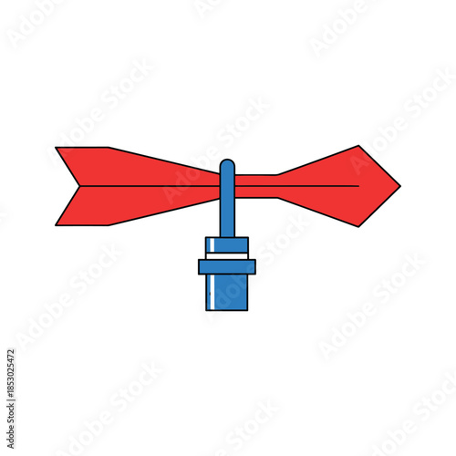 Red weather vane direction indicator on white