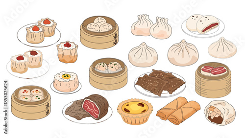 Variety of Asian Dumplings and Savory Snacks Collection