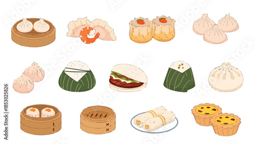 Assorted Asian Dumplings and Pastries Collection