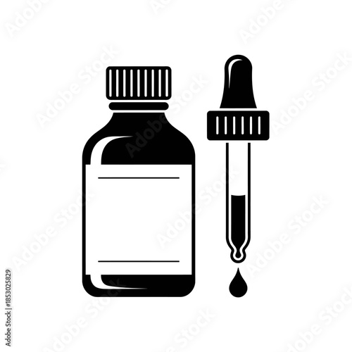 Simple dropper bottle with liquid medicine illustration