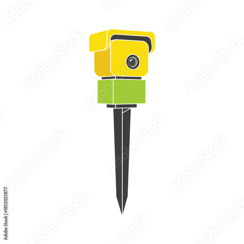 Yellow camera on green stake