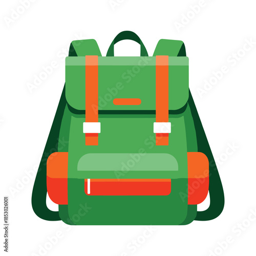 Green Backpack with Orange Accents