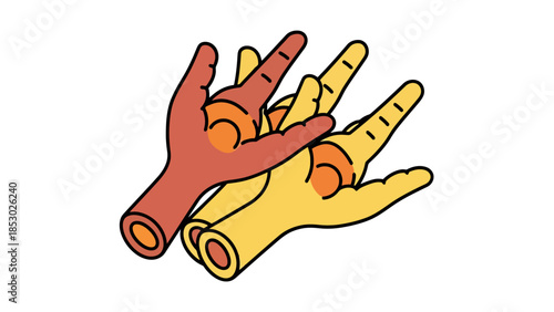 Abstract Representation of Intertwined Hands in Warm and Cool Tones