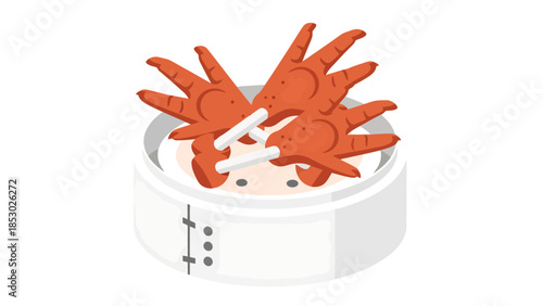 Steamed Chicken Feet Dish in Bamboo Steamer Basket with Subtle Background