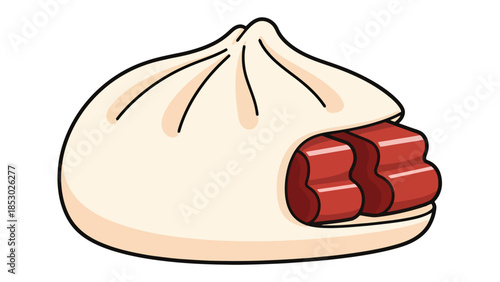 Steaming Hot Savory Bun Filling Close up