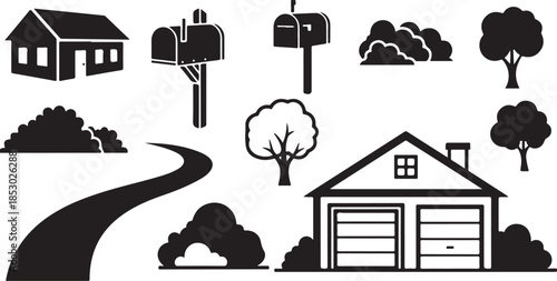 Suburban neighborhood with houses and trees