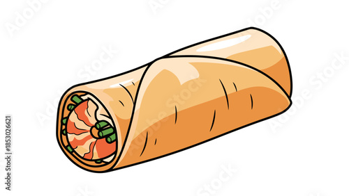 Fresh Spring Roll Appetizer Isolated on White Background