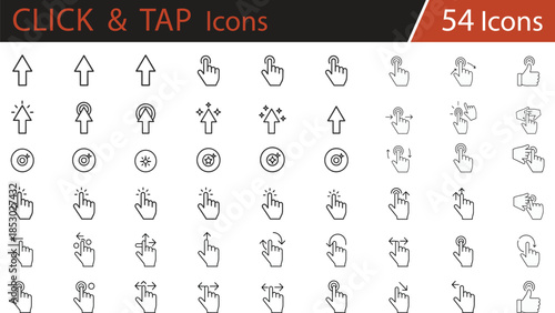 Touch gesture icons set for mobile app, UI interaction, swipe, tap, pinch, zoom, rotate, drag, touchscreen interface, vector illustration for user experience and design referenc