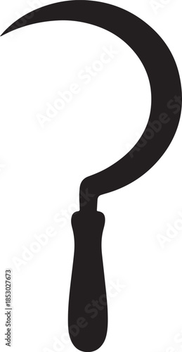 Grass sickle silhouette vector, sickle tool black silhouette