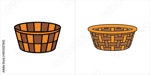 Two Wicker Baskets Illustration