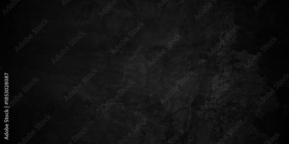 Fototapeta premium Dark black old wall paper grunge background. black blackboard and chalkboard texture. Dark black concrete wall texture element vintage grunge charcoal paint rough, backdrop background.