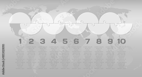 Ten steps line infographic, puzzle diagram