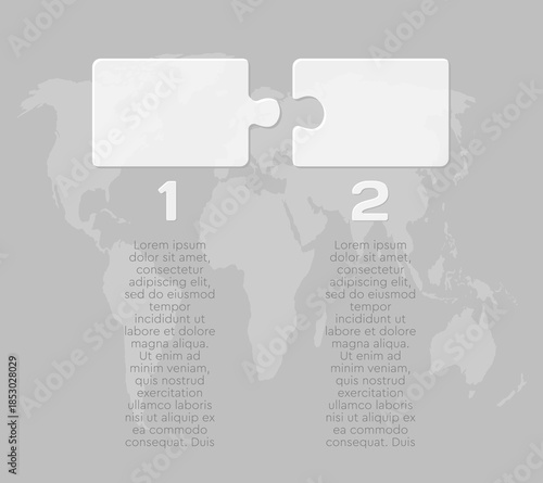 Two steps line infographic, puzzle diagram