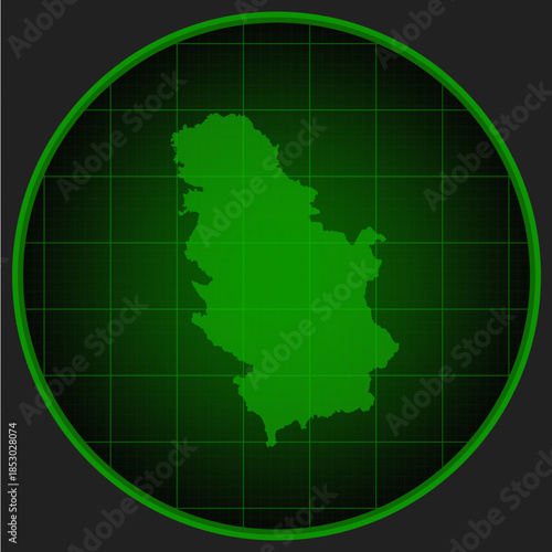 Vector map of Slovenia on the radar screen