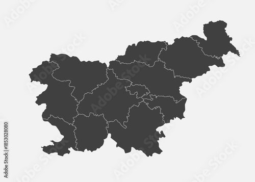 Vector map of Slovenia divided on regions