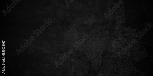 Dark black old wall paper grunge background. black blackboard and chalkboard texture. Dark black concrete wall texture element vintage grunge charcoal paint rough, backdrop background.