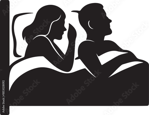 woman and men silhouettes lying in bed sleeping silhouette vector