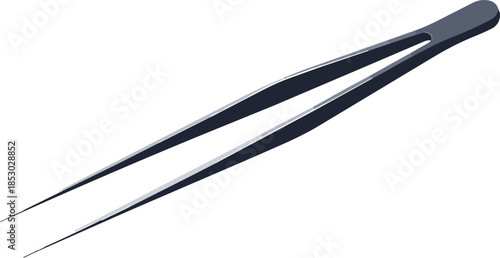 Angled Tweezers Illustrated in Minimalist Vector Style with Subtle Shadow for Precision Grooming and Personal Care Tools