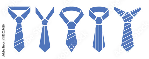 Necktie Icon Vector Set, Business Tie Silhouette Symbols Vector illustration.