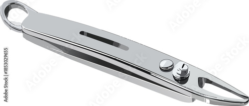 Stainless Steel Nail Clipper with Sleek Clean Design for Personal Grooming and Hygiene Vector Illustration