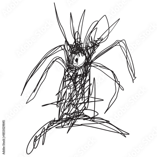 Black scribbles depicting ghost figures