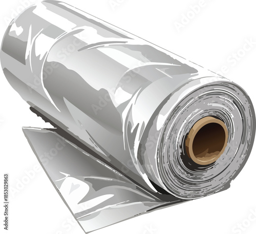 Partially Unrolled Roll of Biodegradable Trash Bags for Sustainable Waste Management and Eco Friendly Packaging Vector Illustration