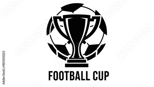 Football Cup Trophy and Ball Logo Icon Isolated White Background
