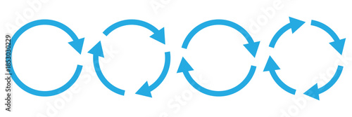 Set of circle arrow vector icons. Recycling icon. Circular vector arrows. Refresh and reload arrow icon. Arrows flat sign. Repeat cycle symbol. Infographic isolated on white background