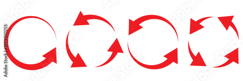 Set of circle arrow vector icons. Recycling icon. Circular vector arrows. Refresh and reload arrow icon. Arrows flat sign. Repeat cycle symbol. Infographic isolated on white background
