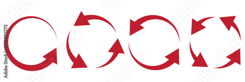 Set of circle arrow vector icons. Recycling icon. Circular vector arrows. Refresh and reload arrow icon. Arrows flat sign. Repeat cycle symbol. Infographic isolated on white background