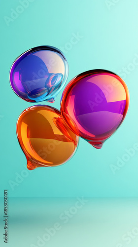 Colorful 3D Speech Bubbles on Vibrant Backgrounds