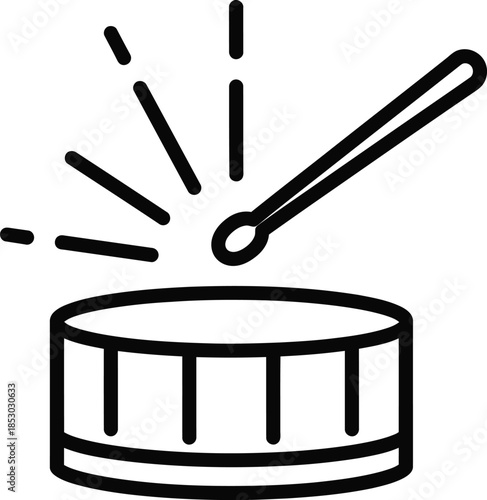 Drum being struck with a drumstick