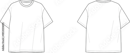 Blank t shirt front and back outline template flat vector apparel mockup design illustration clothing