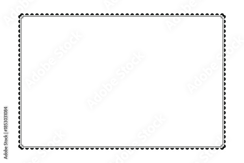 Ornate Decorative Border with Scalloped Edge and Inner Rectangle on White Background