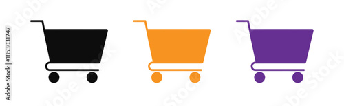 Shopping cart icon set. Full and empty shopping cart symbol shop and sale icon. Trolley icon set. Stock vector illustration.