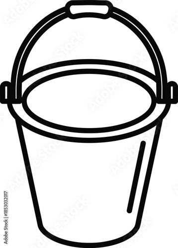 A simple line drawing of a metal bucket