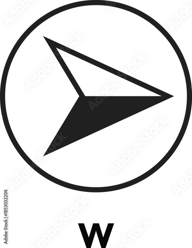 Navigation west Symbols. Directional arrow icon. Cardinal Direction Symbols. east pointing graphic set. Map and location indicators
