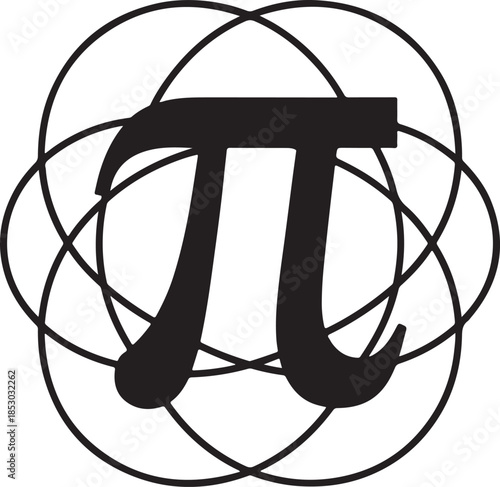 Black pi symbol on geometric circle pattern