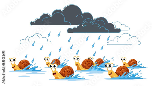 Vector illustration of a mountain and winter landscape with clouds and sky