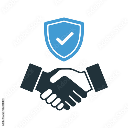 Secure business agreement and trusted partnership icon representing protection and collaboration