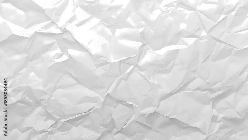 Obraz premium Crumpled white paper texture background ideal for creative projects and overlays in graphic design, web design, and advertising.