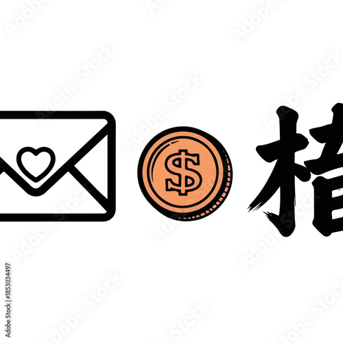 Financial Mail and Coin Icon Symbolizing Money Transfer.