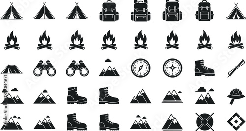 Outdoor adventure icon set