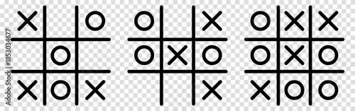 Tic tac toe game icons set