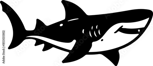 Fierce Shark Fin Teeth Ocean Predator Vector Icon
