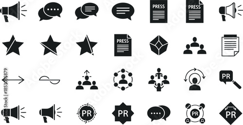 Minimalist business and media icons set