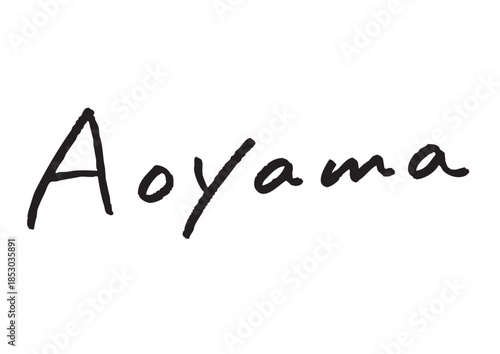 手書き風筆記体で書かれた『Aoyama』の英字デザイン文字｜青山, 日本語表記, 英字, 筆記体, 手書き