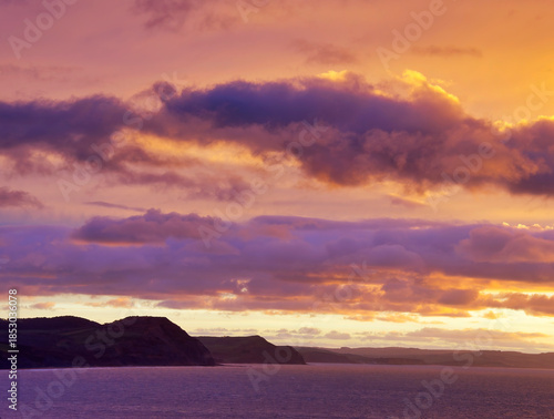 Purple Stormy Light over the Dorset Jurassic Coastline in December